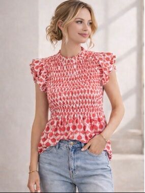 NWOT JODIFL It's All Up To You Orange Geometric Blouse